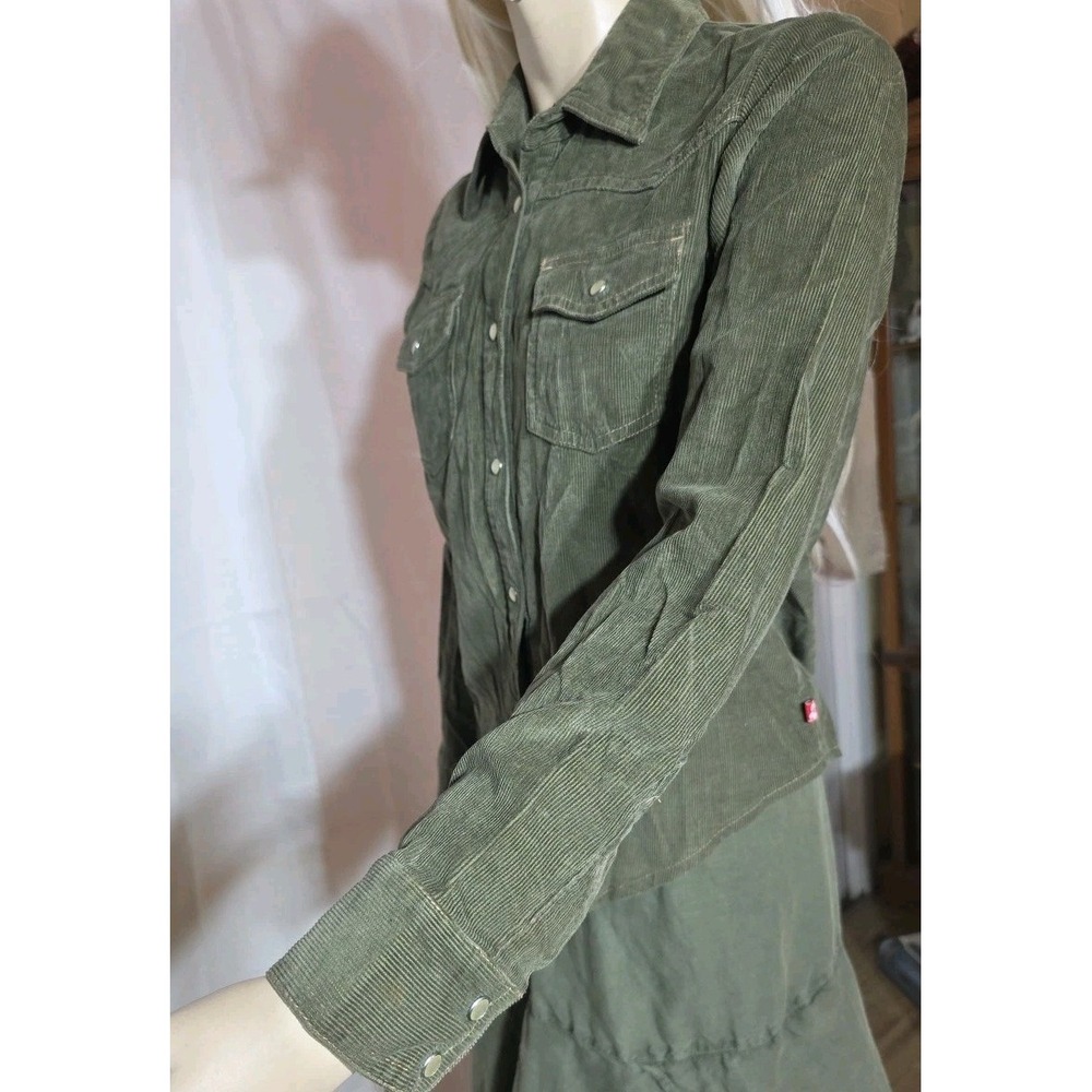 Kali Wear Women's Size M‎ Green 90's Y2K VTG Corduroy Button Up Western Boho